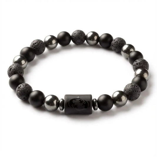 Obsidian Lava Stone Zodiac Protection Power Beaded Bracelet