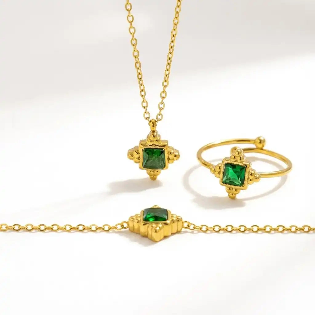 Energy Alignment Jewelry Set Titanium Natural Stone