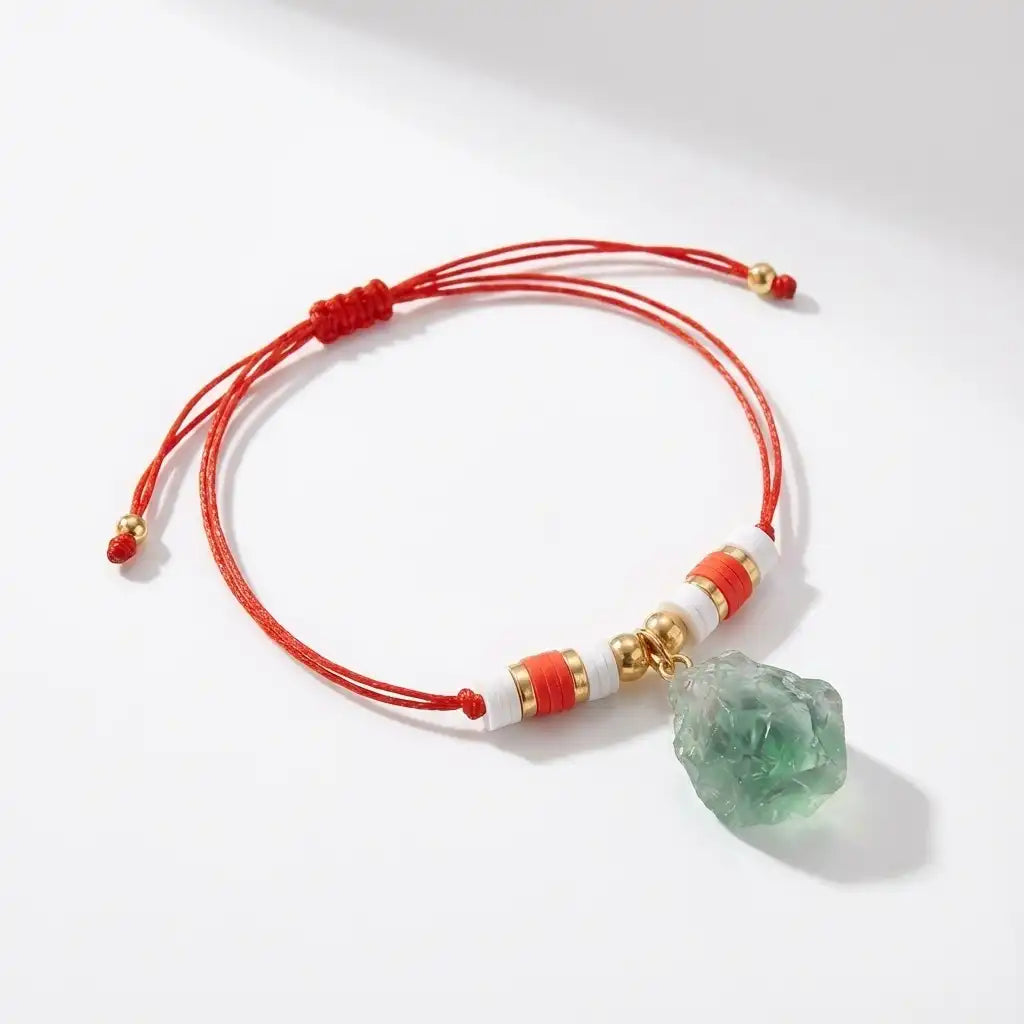 Red String Raw Quartz Protection Fortune Bracelet