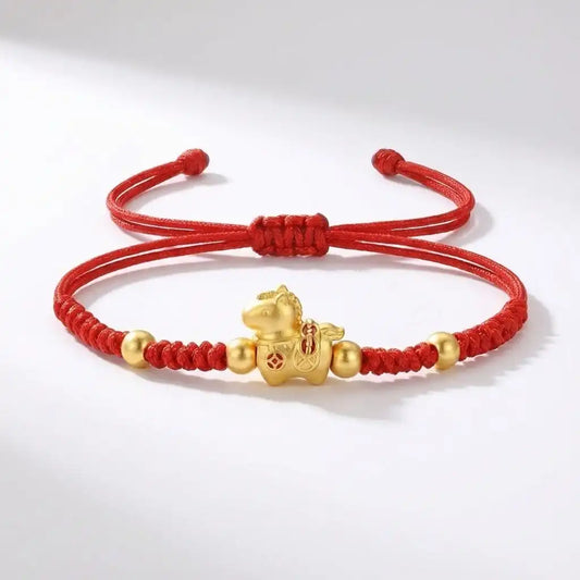 Fortune Bracelet Red String Fire Horse Charm
