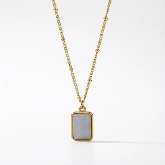 Healing Necklace Natural Stone Titanium Chain